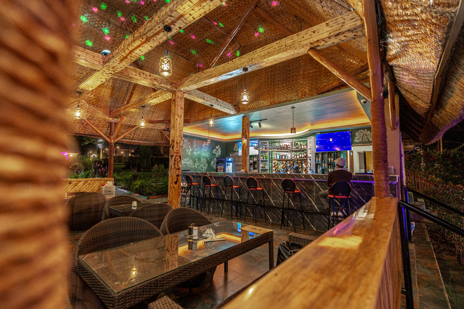 Evening bar experience at De Rain Eco Beach Resort Uganda