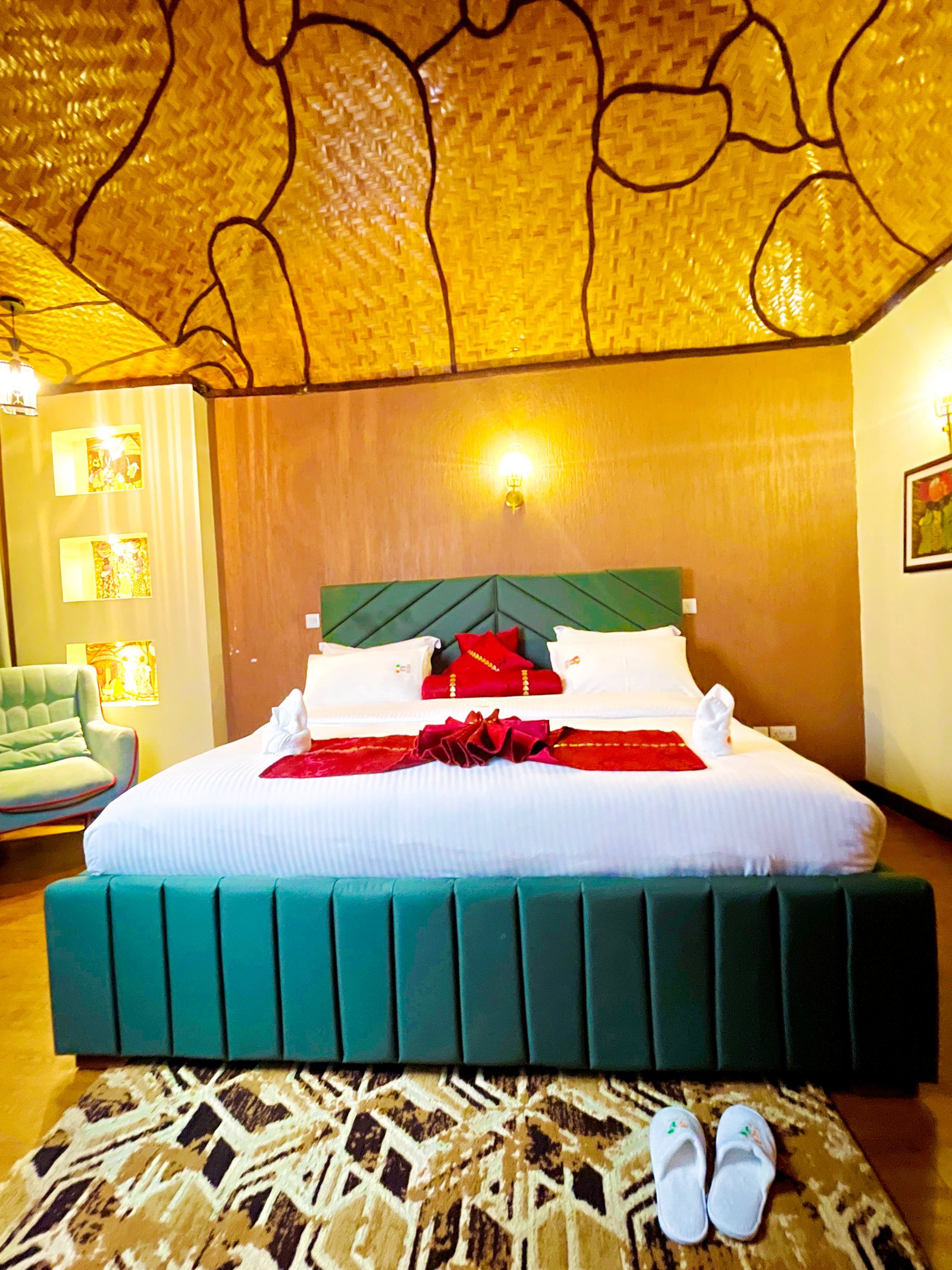 Comfortable bedroom interior at De Rain Eco Beach Resort